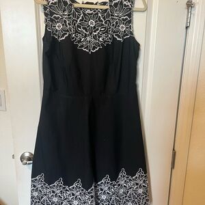 Talbots Black and White Sleeveless A-Line Midi Dress